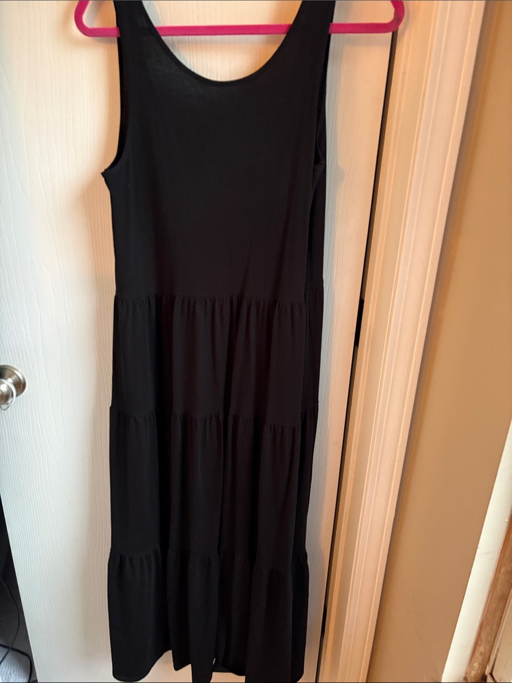 J. Crew Black Sleeveless Tiered Maxi Dress